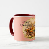 Herbstkorb, Blume, Pumpkins, Mais-Erntedank Tasse (Vorderseite Links)