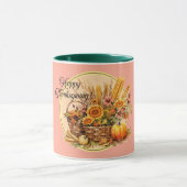 Herbstkorb, Blume, Pumpkins, Mais-Erntedank Tasse (Zentrum)
