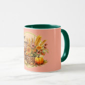 Herbstkorb, Blume, Pumpkins, Mais-Erntedank Tasse (VorderseiteRechts)