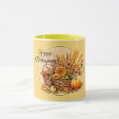 Herbstkorb, Blume, Pumpkins, Mais-Erntedank Tasse (Zentrum)