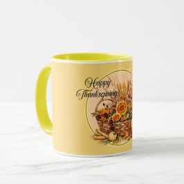 Herbstkorb, Blume, Pumpkins, Mais-Erntedank Tasse