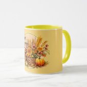 Herbstkorb, Blume, Pumpkins, Mais-Erntedank Tasse (VorderseiteRechts)