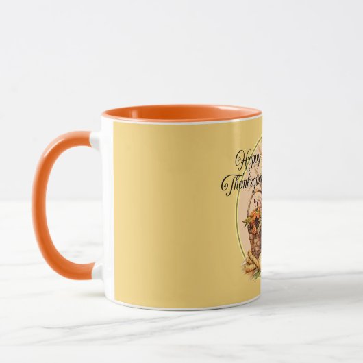 Herbstkorb, Blume, Pumpkins, Mais-Erntedank Tasse (Links)