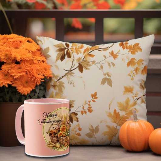 Herbstkorb, Blume, Pumpkins, Mais-Erntedank Tasse
