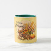 Herbstkorb, Blume, Pumpkins, Mais-Erntedank Tasse (Zentrum)