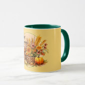 Herbstkorb, Blume, Pumpkins, Mais-Erntedank Tasse (VorderseiteRechts)