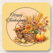 Herbstkorb, Blume, Pumpkins, Mais Getränkeuntersetzer (Vorderseite)