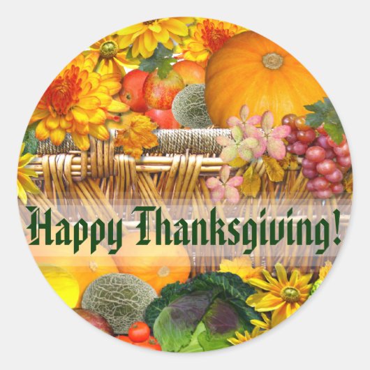 Herbstkorb ~ Umschlag Aufkleber/Aufkleber Runder Aufkleber (Vorderseite)