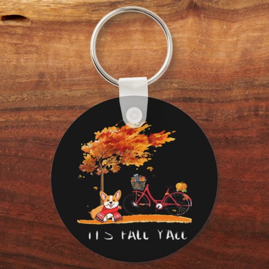 Herbstkostüm ist Herbst Y’all Dackel Schlüsselanhänger (Vorderseite)