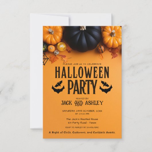 Herbstkostüm Party Pumpween Einladung (Vorderseite)