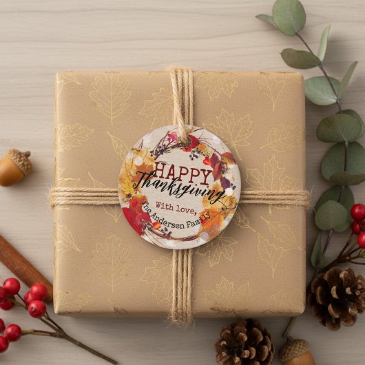 Herbstkranz des Erntedanks mit mehreren Blättern Geschenkanhänger