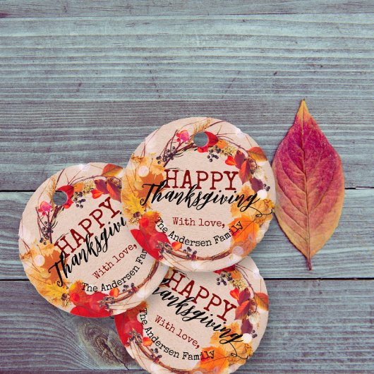 Herbstkranz des Erntedanks mit mehreren Blättern Geschenkanhänger