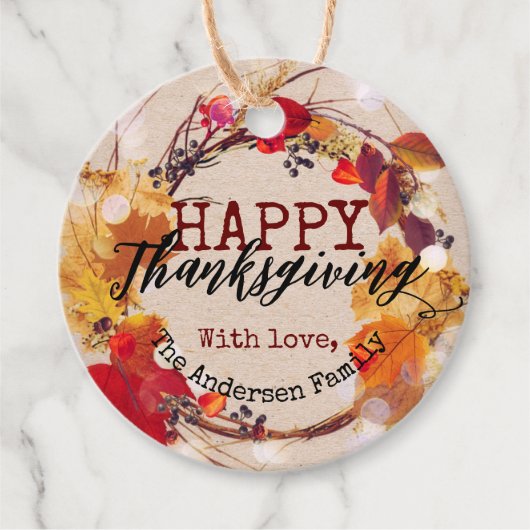 Herbstkranz des Erntedanks mit mehreren Blättern Geschenkanhänger (Vorderseite)