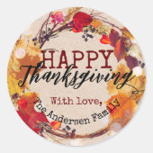 Herbstkranz des Erntedanks mit mehreren Blättern Runder Aufkleber (Vorderseite)