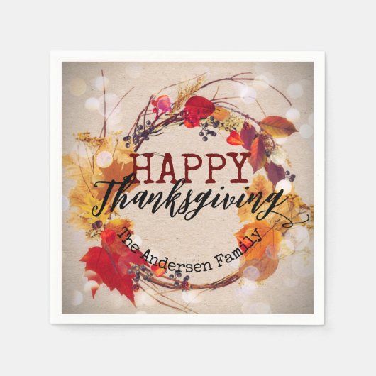 Herbstkranz des Erntedanks mit mehreren Blättern Serviette (Vorderseite)