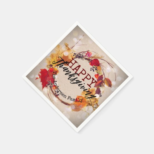 Herbstkranz des Erntedanks mit mehreren Blättern Serviette (Ecke)