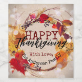 Herbstkranz des Erntedanks mit mehreren Blättern Weinetikett (Einzelnes Label)