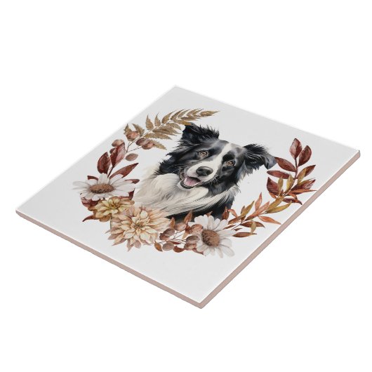 Herbstkranz des Schwarz-weißen Grenzkolos Fliese (Seite)