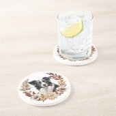 Herbstkranz des Schwarz-weißen Grenzkolos Getränkeuntersetzer (Seite)