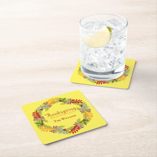 Herbstkranz Erntedank Segnungen Rechteckiger Pappuntersetzer (Vor Ort)