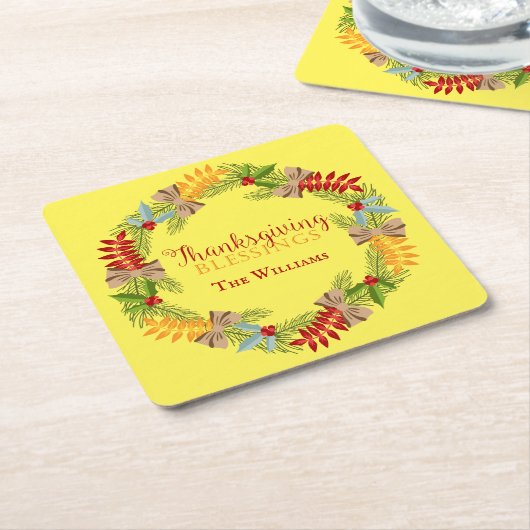 Herbstkranz Erntedank Segnungen Rechteckiger Pappuntersetzer (angewinkelt)