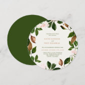 Herbstkranz mit Hübsch rosa Blüten Einladung (Vorne/Hinten)