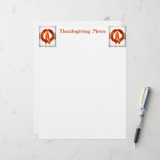 Herbstkranz Thanksgiving-Menü (Vorderseite/Rückseite Beispiel)