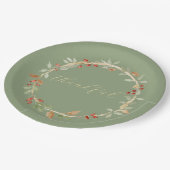 Herbstkranz Thanksgiving Pappteller (Schrägansicht)