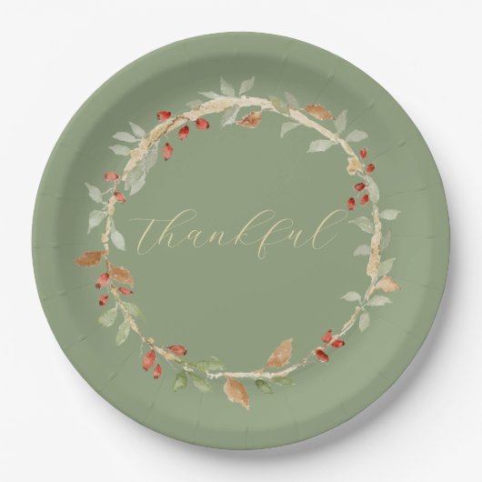 Herbstkranz Thanksgiving Pappteller (Vorderseite)