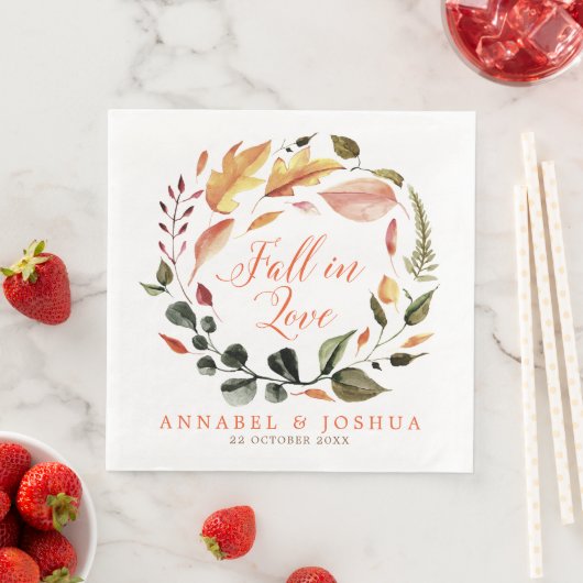 Herbstkratzhochzeit/Engagierung in der Liebe Serviette (Beispiel)