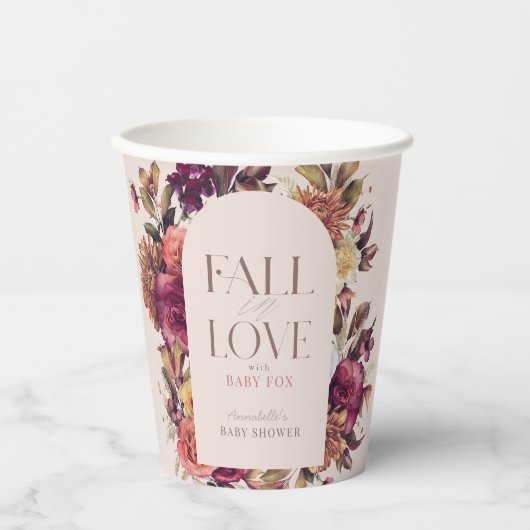 Herbstkreide Arch Pink Babydusche in der Liebe fal Pappbecher (Vorderseite)