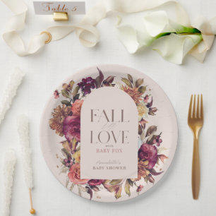 Herbstkreide Arch Pink Babydusche in der Liebe fal Pappteller