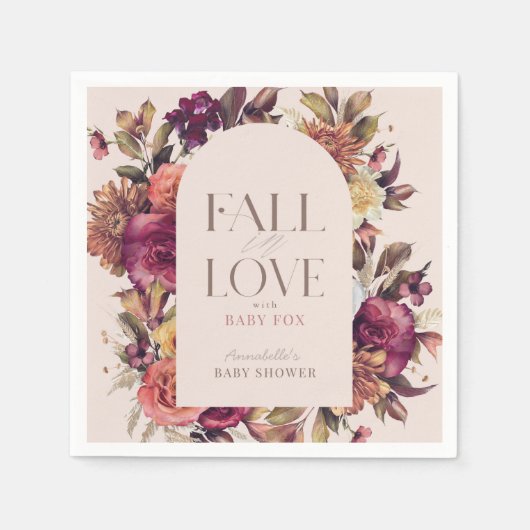 Herbstkreide Arch Pink Babydusche in der Liebe fal Serviette (Vorderseite)