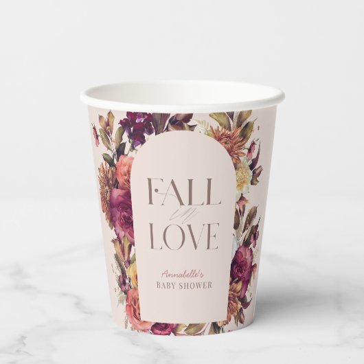 Herbstkreide Liebe Rosa Brautparty Pappbecher (Rückseite)