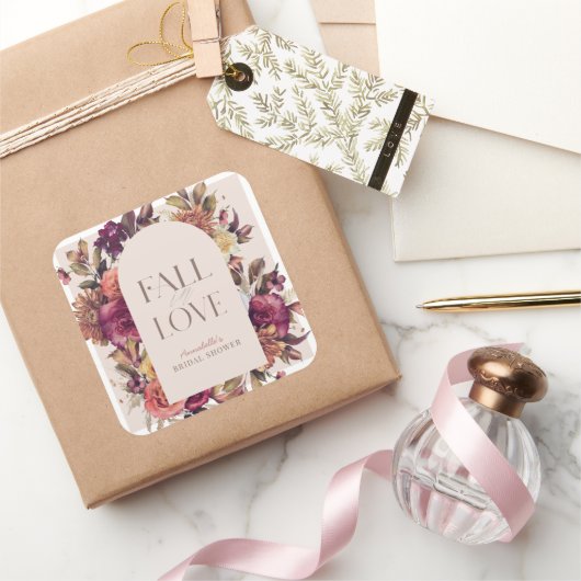 Herbstkreide Liebe Rosa Brautparty Quadratischer Aufkleber (Schenken)