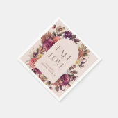 Herbstkreide Liebe Rosa Brautparty Serviette (Ecke)