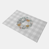 Herbstkreide Malerei Buffalo Karo Muster Grau Fußmatte (Schrägansicht)