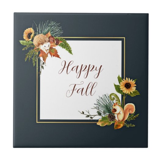 Herbstkritter und Natur mit anpassbarem Text Fliese (Vorderseite)