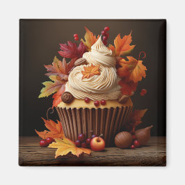 Herbstkuchen mit bunten Herbstlauben Magnet
