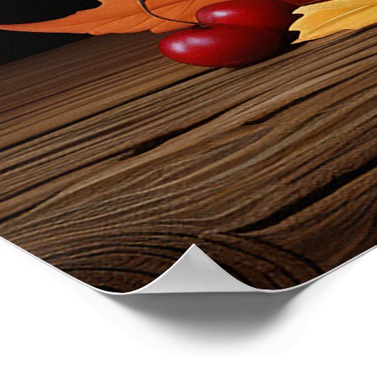 Herbstkuchen mit bunten Herbstlauben Poster (Ecke)