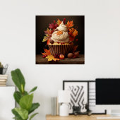 Herbstkuchen mit bunten Herbstlauben Poster (Heimbüro)