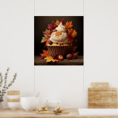Herbstkuchen mit bunten Herbstlauben Poster (Küche)