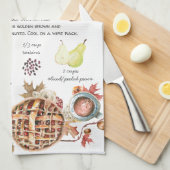 Herbstkuchen | Watercolor Rezept Heirloom Geschirrtuch (Viertel Falte)