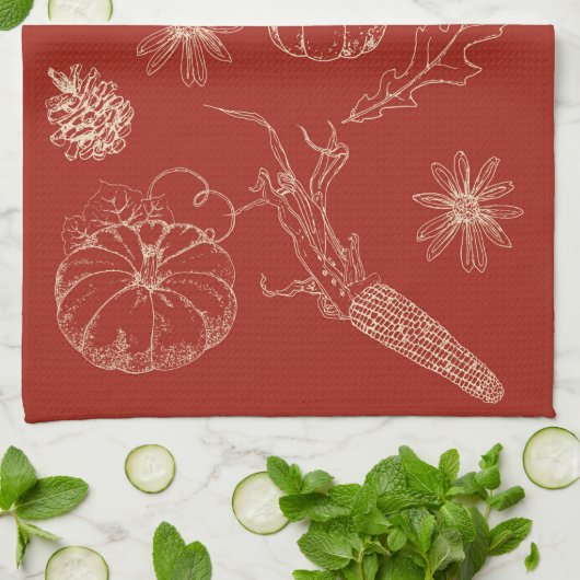 Herbstküchentuch Geschirrtuch (Gefaltet)