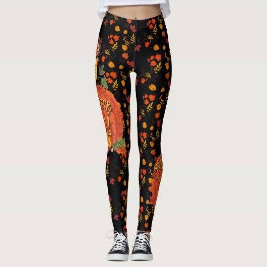 Herbstkugel lässt Hübsch Schwarz zurück Leggings (Vorderseite)