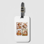 Herbstkuh-Quartett Vintage-Patchwork-Bauernhof-Shi Gepäckanhänger (Vorderseite Vertikal)