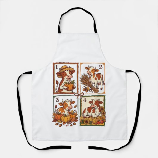 Herbstkuh-Quartett Vintage-Patchwork-Bauernhof-Shi Schürze (Vorderseite)