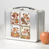 Herbstkuh-Quartett Vintage-Patchwork-Farmhemd Metall Brotdose (Beispiel)