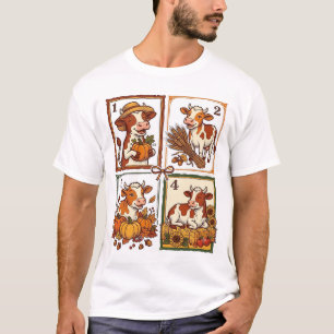 Herbstkuh-Quartett Vintage-Patchwork-Farmhemd T-Shirt