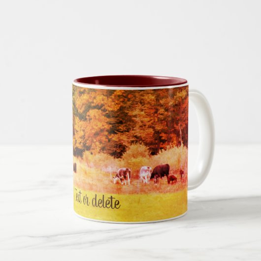 Herbstkuhfeld Natur Personalisiert Zweifarbige Tasse (VorderseiteRechts)